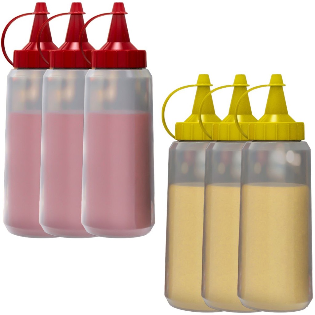 Kit 6 Bisnagas 250ml Para Molho Ketchup Maionese Lanchonete Bar Restaurante Lanche Pastelaria Padaria Unitermi
