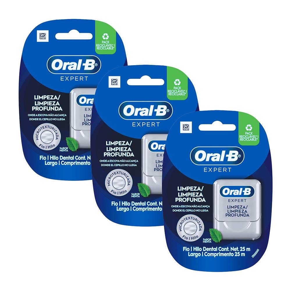 Kit 3 Fio Dental Oral-B Limpeza Total 25m - Health