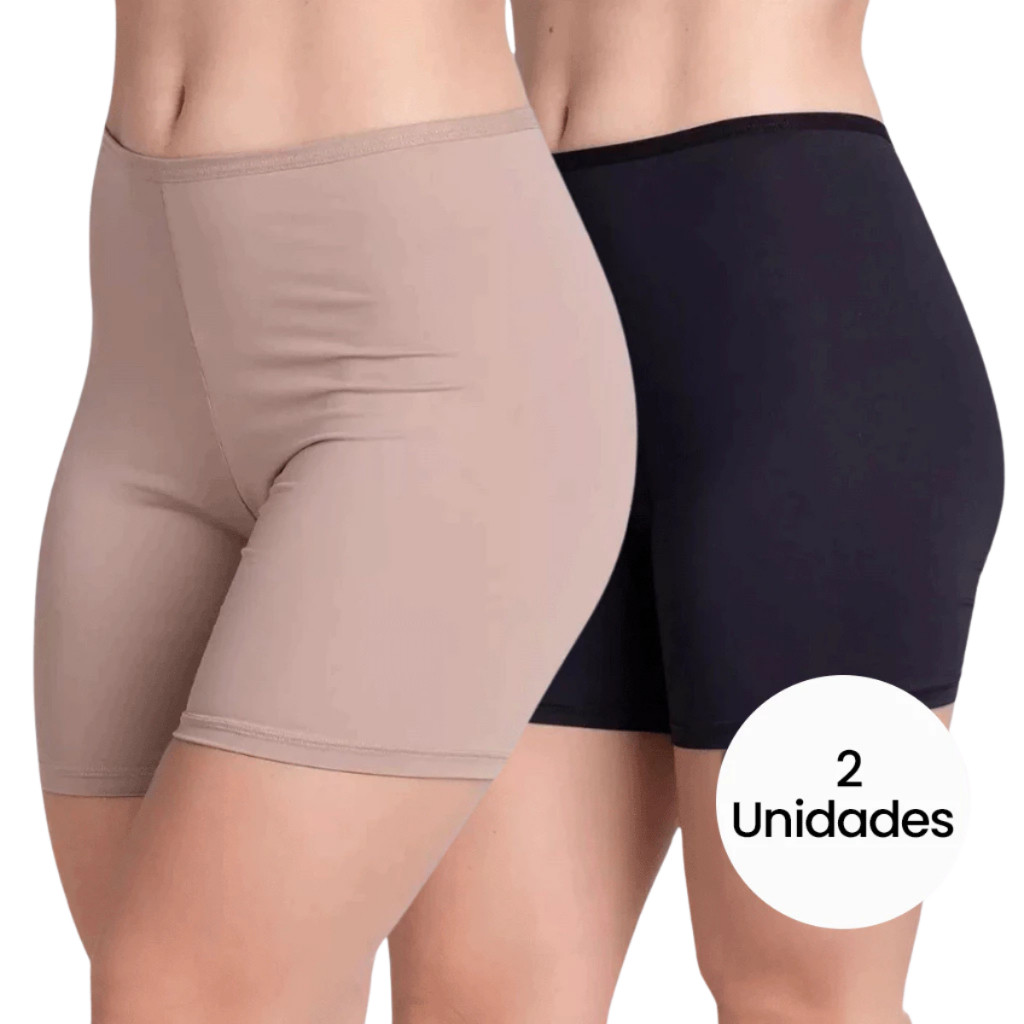 Kit 2 short segunda pele anágua liso para vestir por baixo da roupa feminino
