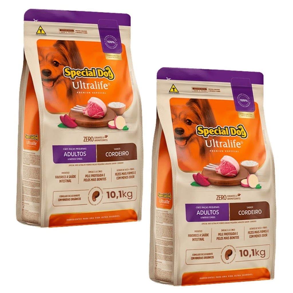 Kit 2 Ração Special Dog Ultralife Para Cães de Raças Pequenas Cordeiro - 10,1Kg