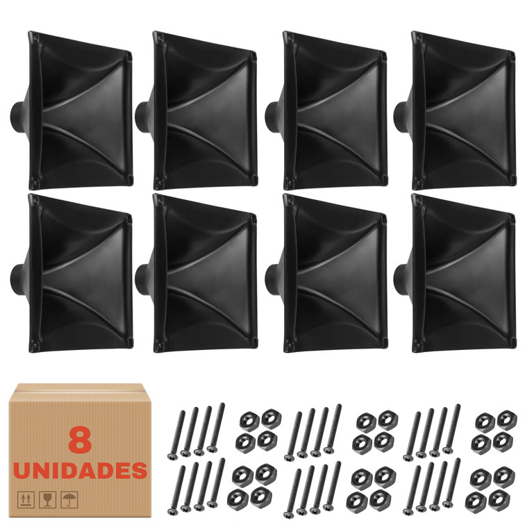 Kit 08 Corneta LC 015 Retangular Driver Som Com Parafusos
