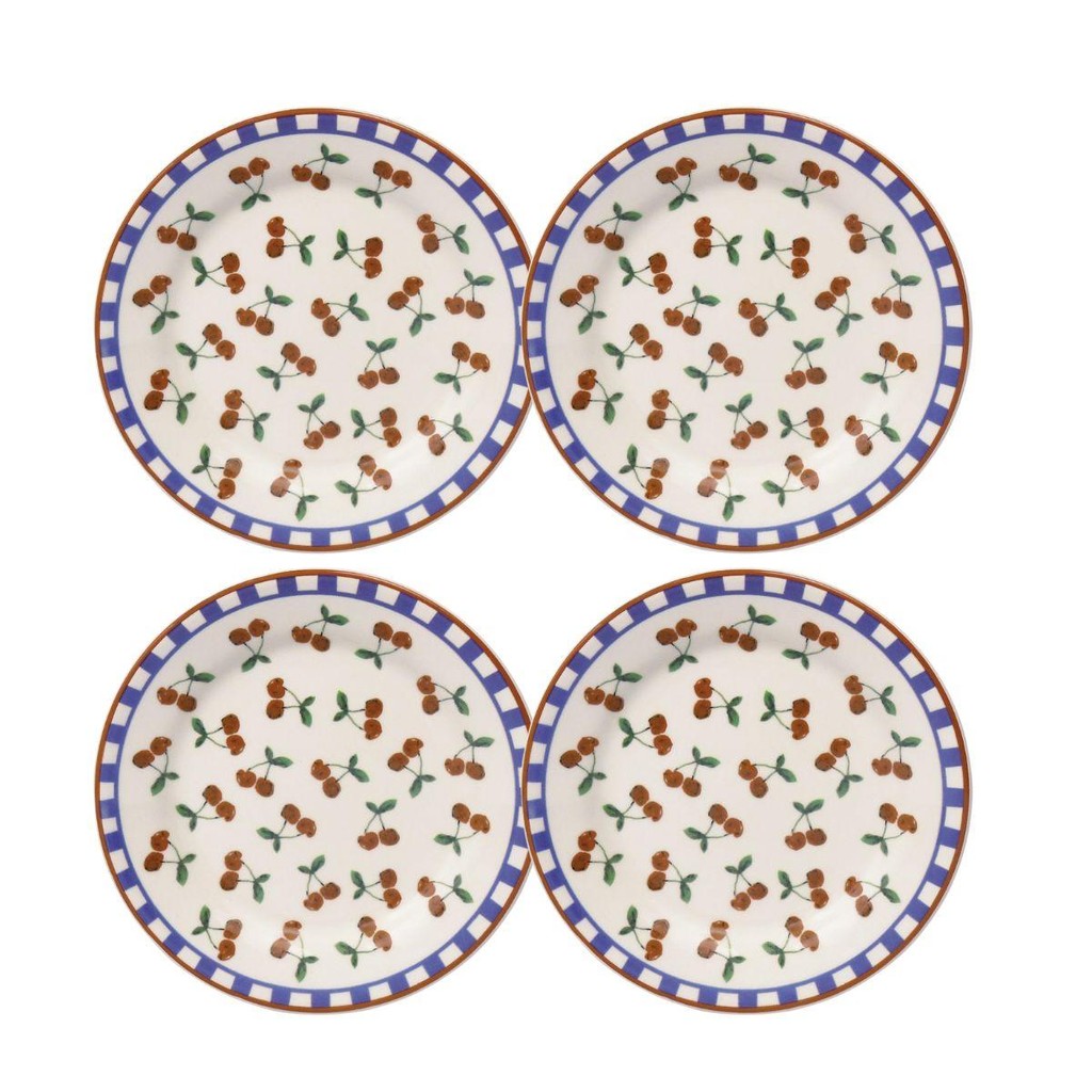 Jogo de 4 Pratos Sobremesa 18 Cm Donna Jardim de Cerejas em Oferta na Shopee