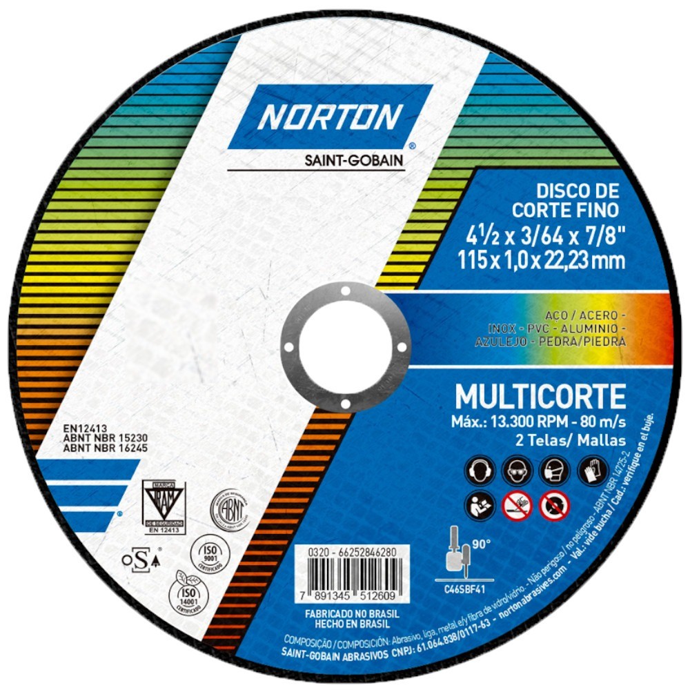 Disco de corte p/ multi materiais 4.1/2x3.64x7/8pol - Norton - Home & Living
