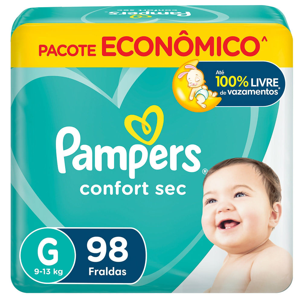 Fralda Pampers Confort Sec Tamanho G 98 Fraldas Descartáveis - Mom & Baby