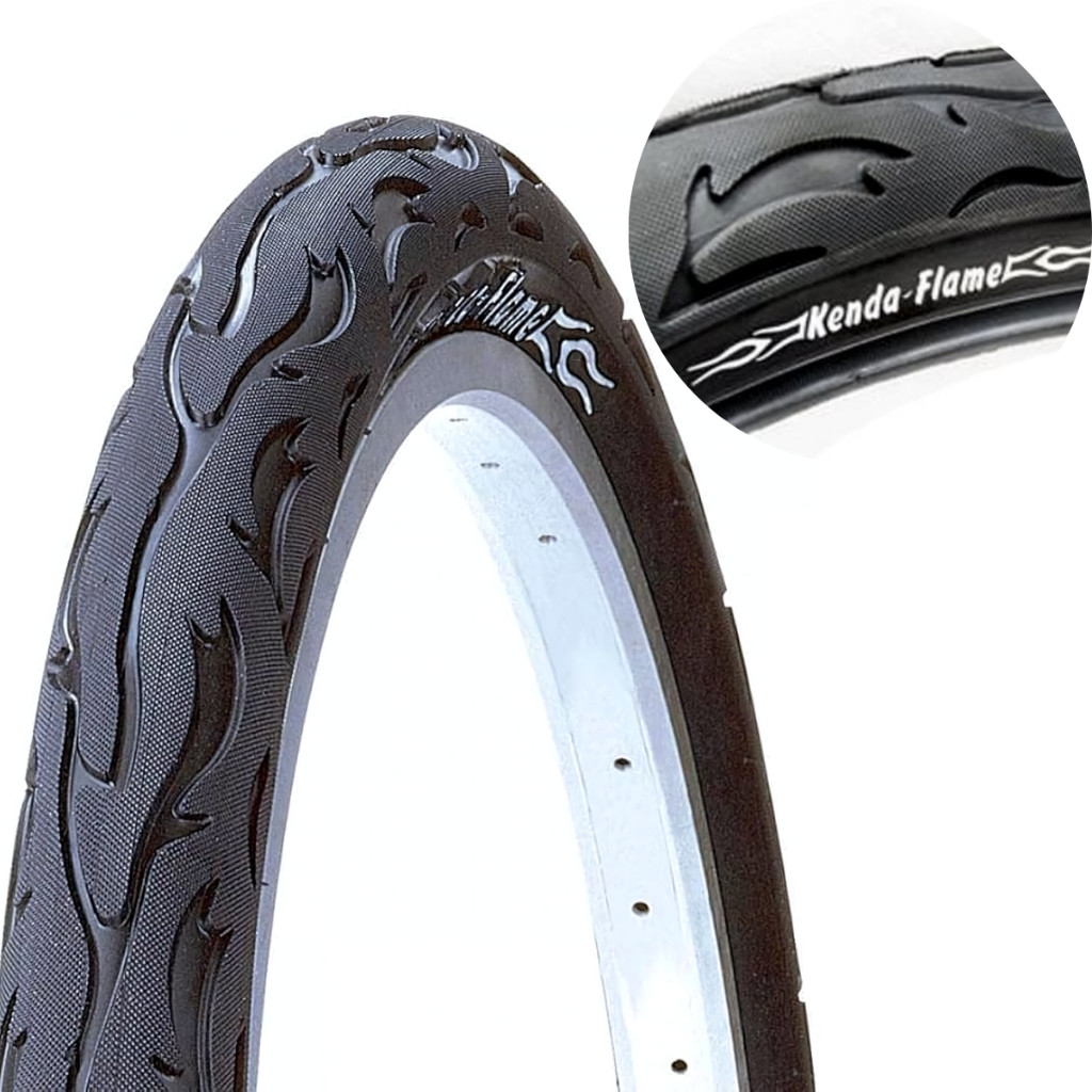 Pneu Aro 26 Kenda Flame 26x2.125 Pneu Balão Slick do Foguinho Preto Para Bicicletas 26 Grosso em Oferta na Shopee