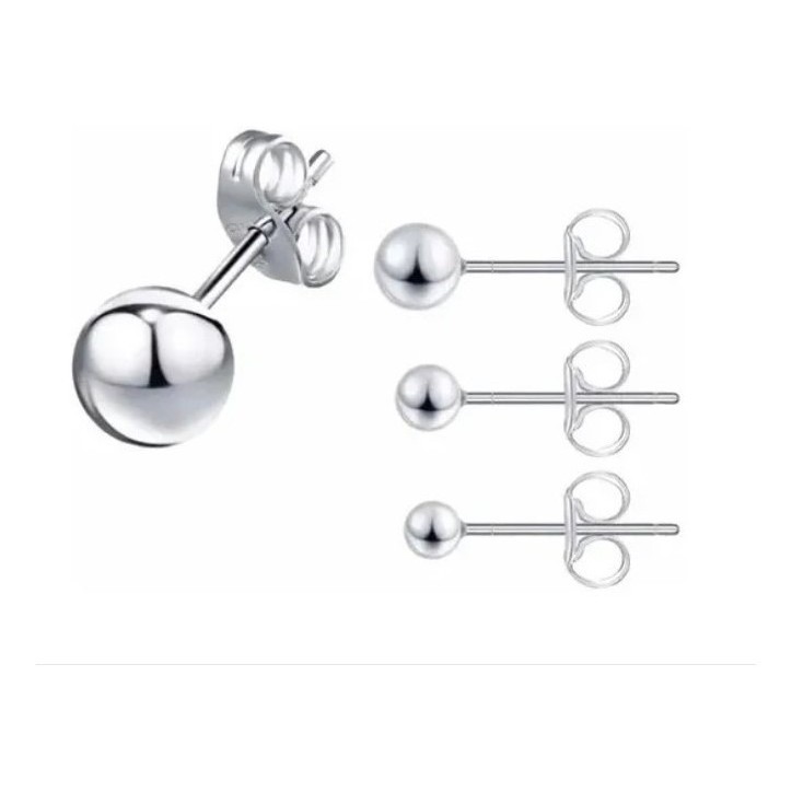 Trio Brincos De Bolinhas Aço Cirúrgico Antialérgico em Oferta na Shopee