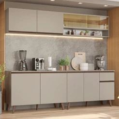 Armário de Cozinha Completa 240 cm Crema Nice Madesa 03