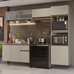 Armário de Cozinha Completa 260 cm Suspenso Crema Nice Madesa 11