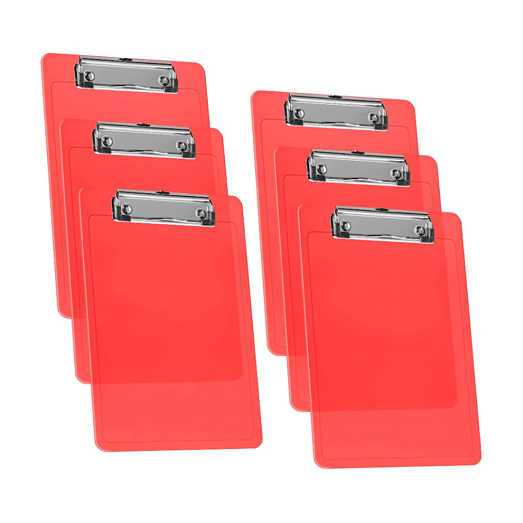 Kit 6 Prancheta 1/2 Oficio Tamanho A5 Com Prendedor Metálico Wire Clip Acrimet 137 Vermelho Vermelha - Acrimet