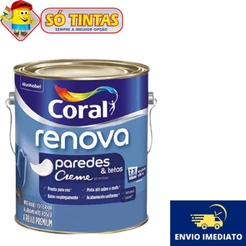 Tinta Acrílica Coral Renova Branco 3,2L Ideal para Paredes e Tetos Anti Mofo e Lavável