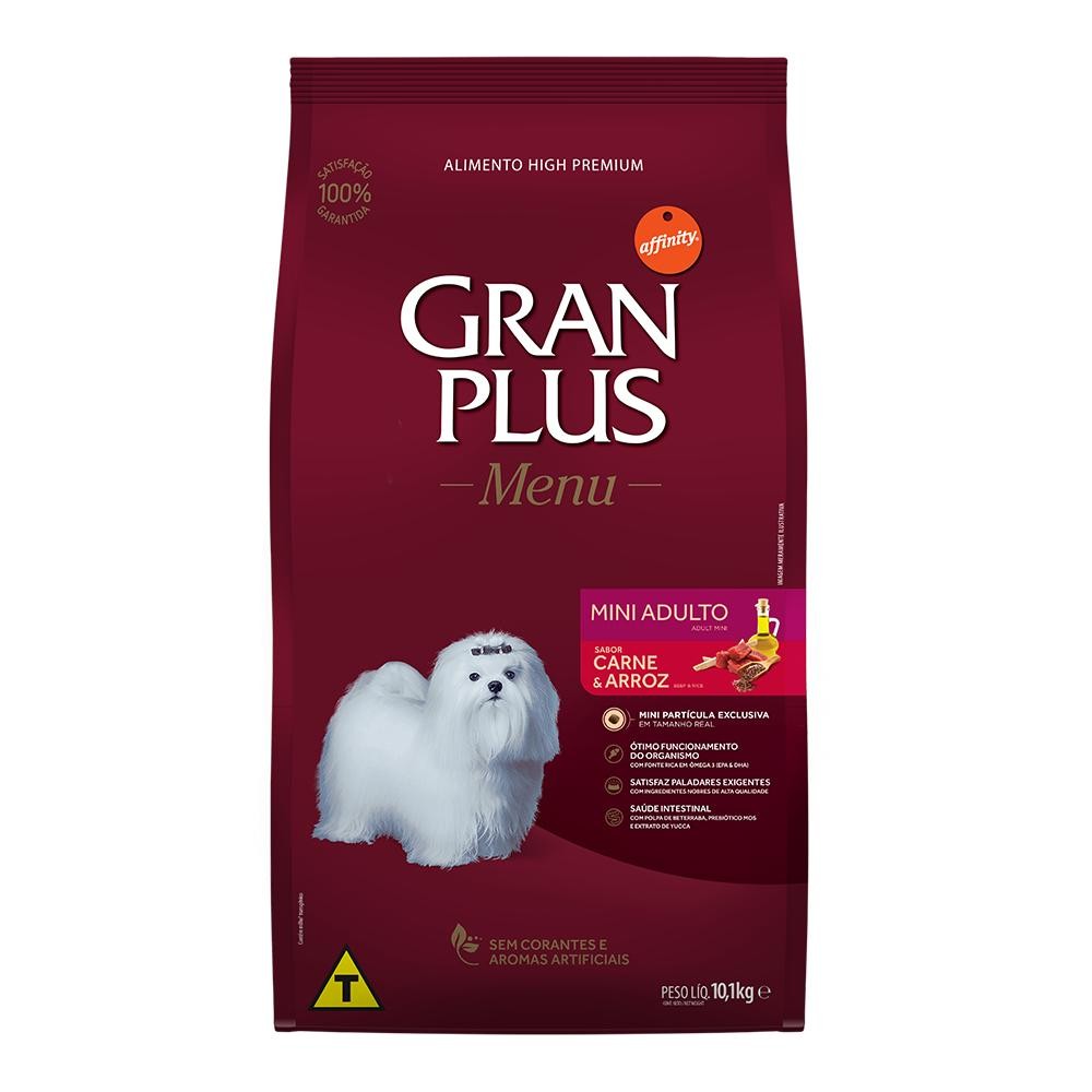 Ração GranPlus Menu Cães Adultos Mini Carne E Arroz 10,1Kg em Oferta na Shopee