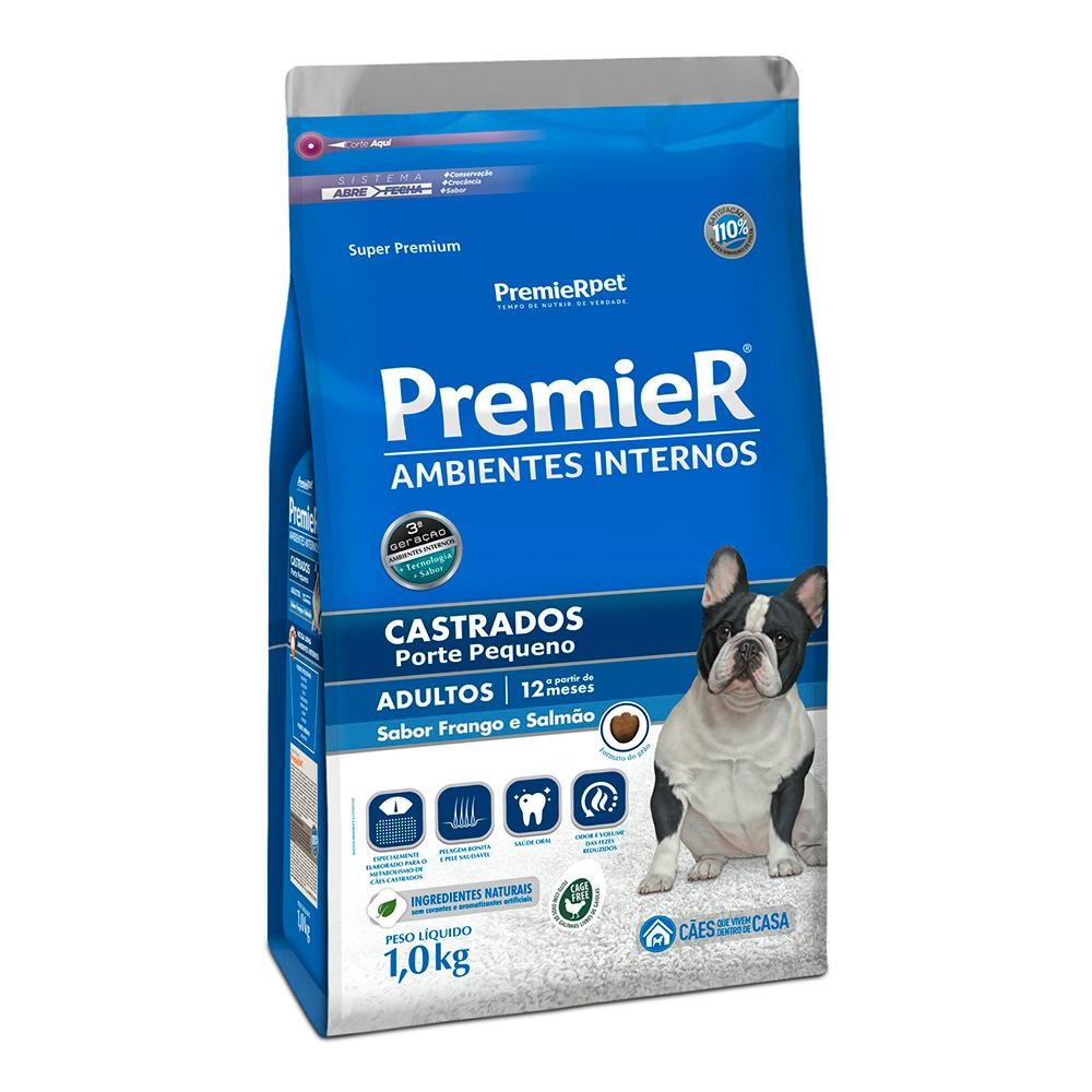 Premier Ambiente Interno Cão Castrado Mini Frango/Salmão 1Kg