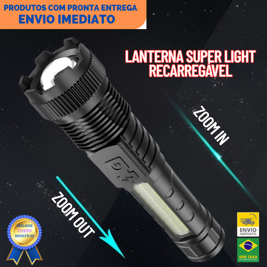 Lanterna Tática LED Recarregável com imã Super Brilhante