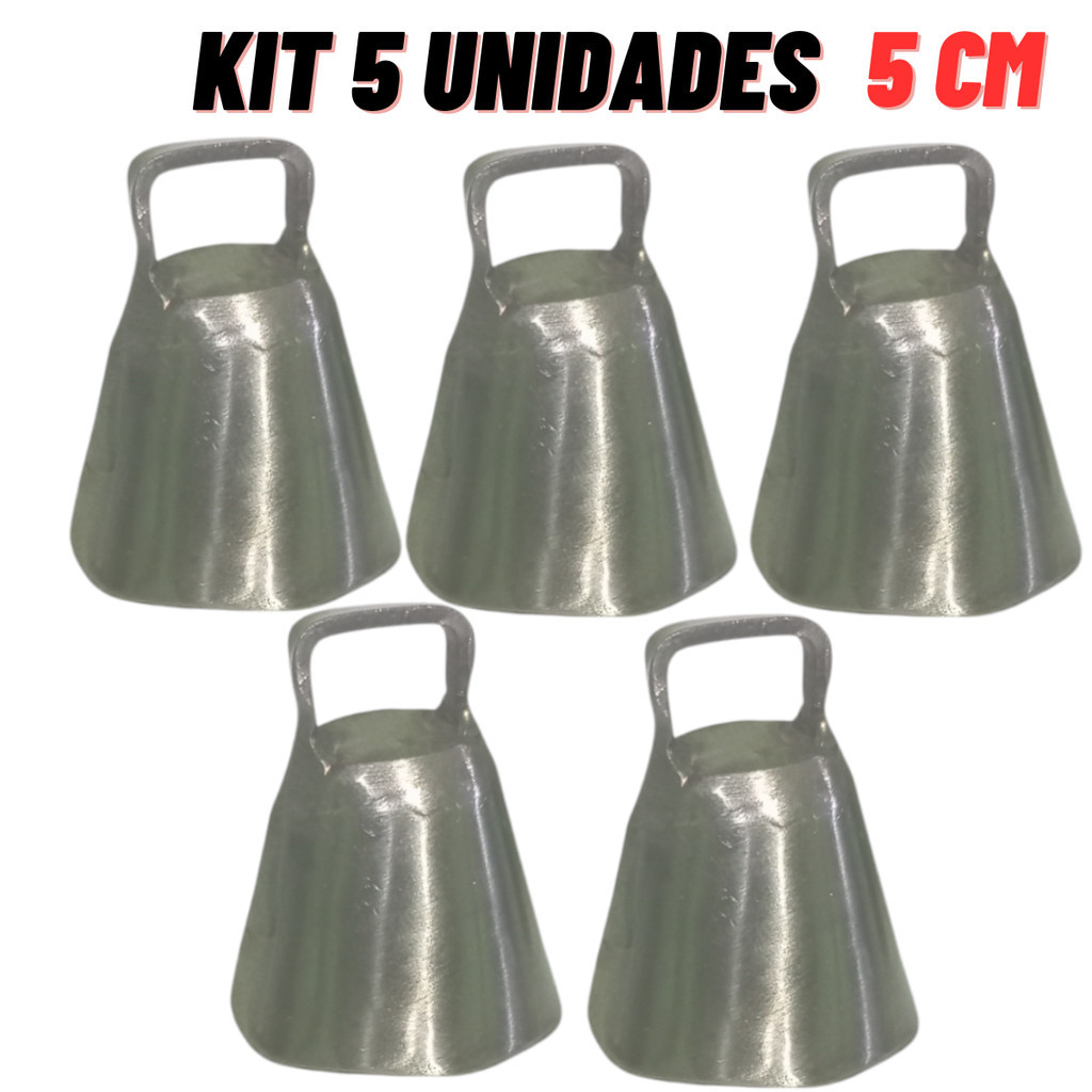 kit 5  sino 5cm chocalho sineta aço inox cabra cabrito pequeno