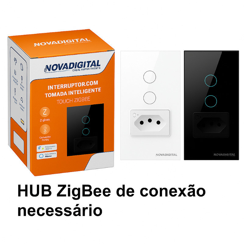 Interruptor ZigBee 2 Botões + Tomada – Automação com Alexa – Requer HUB ZigBee novo em Oferta na Shopee