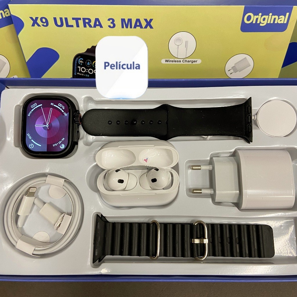 Smartwatch 2025 Novo X9 Ultra3 MAX 2.2 Polegadas Para iOS e Android Completo 7 em 1  I13 TWS