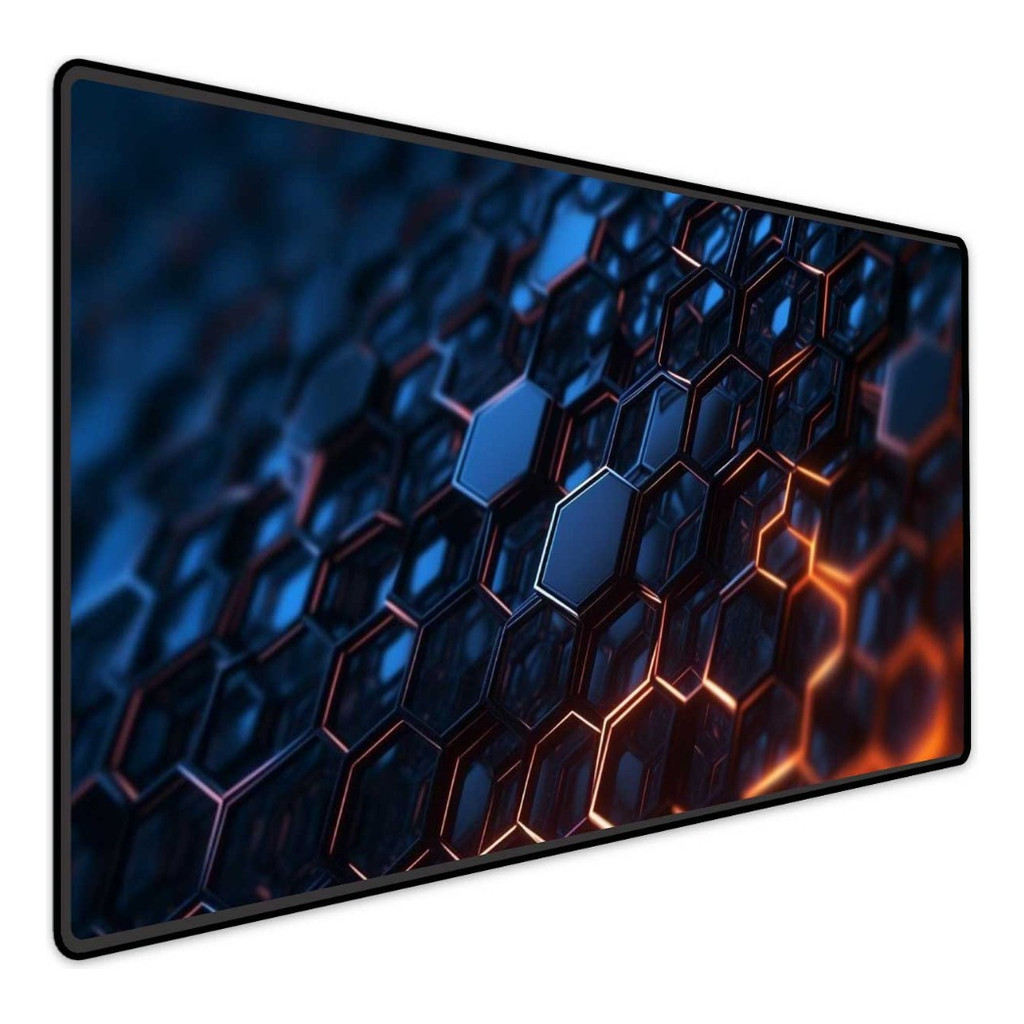 Mousepad Gamer Speed Extra Grande 65x32cm Hex Azul Laranja