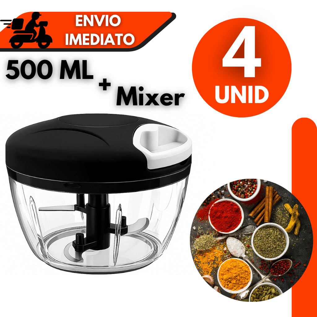 Kit 1/2/3/4 Processador Manual de Alimentos 500ML Triturador de Legumes, Cebola, Alho e Temperos Cozinha