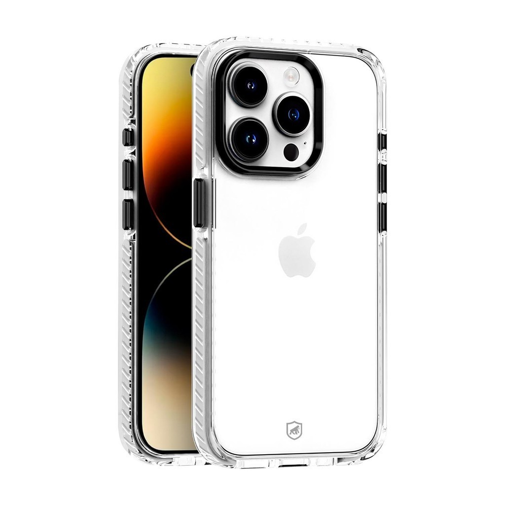 Capa Case Capinha Transparente iPhone 14 Pro Gshield Urus - Elevação lateral branca Proteção 5D