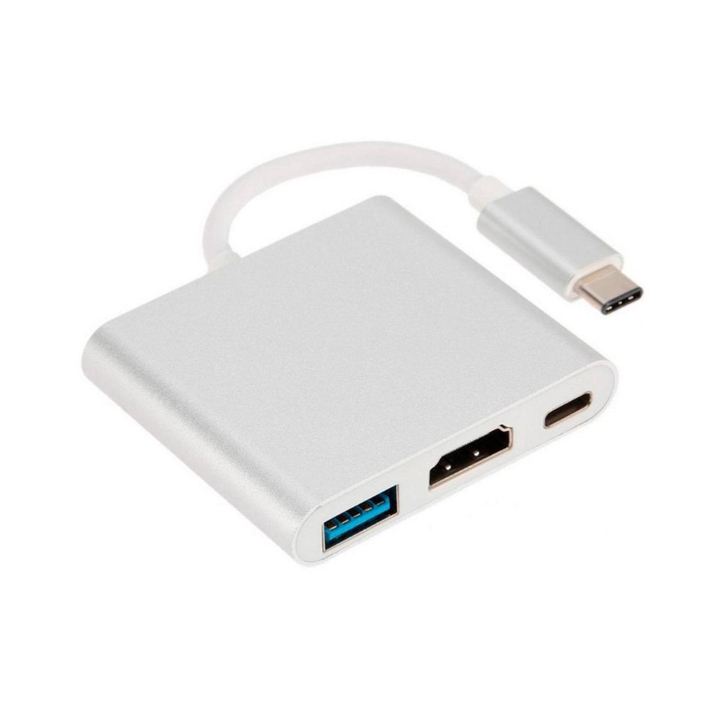 Cabo Adaptador Conversor USB-C para HDMI + USB 3.0 + USB-C Fêmea - Branco em Oferta na Shopee