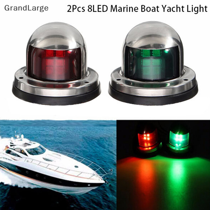 [GrandLarge] 2x Barco Marítimo De Aço Inoxidável Red & Green Lâmpada De Sinalização De Navegação LED Yacht BR