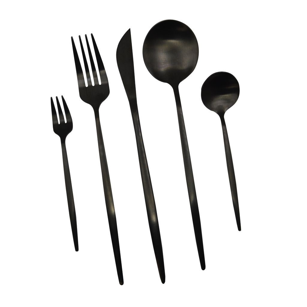 Faqueiro 30 Peças em Inox Berlin Kenya Preto em Oferta na Shopee