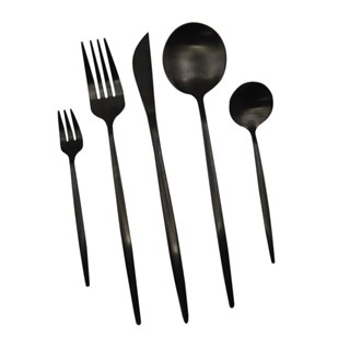 Faqueiro 30 Peças em Inox Berlin Kenya Preto em Oferta na Shopee