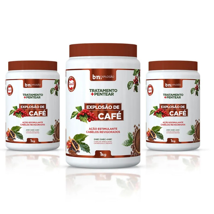 Kit Beleza Natural 3x Tratamento e Pentear Explosão de Café 1Kg bn.Explosão em Oferta na Shopee