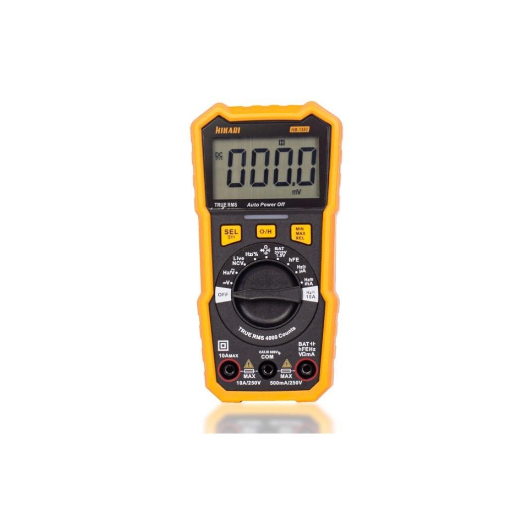Multímetro Digital Hikari HM-1550 True RMS, Capacitância, NCV, hFE AC/DC 600V Emborrachado