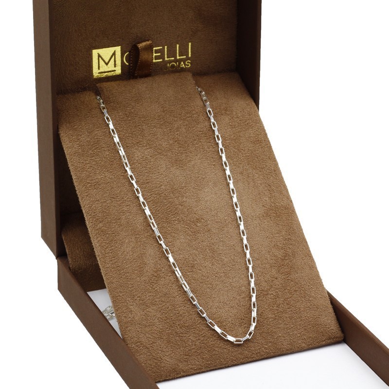 Corrente De Prata 925 Masculina veneziana alongada elo quadrado 60cm Sem Pingente em Oferta na Shopee