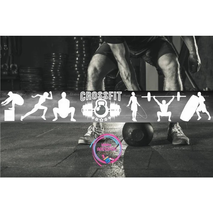 Faixa Adesiva Decorativa CrossFit Vitrine Vidro Parede Musculação Academia Fitness Saúde Adesivo DCM