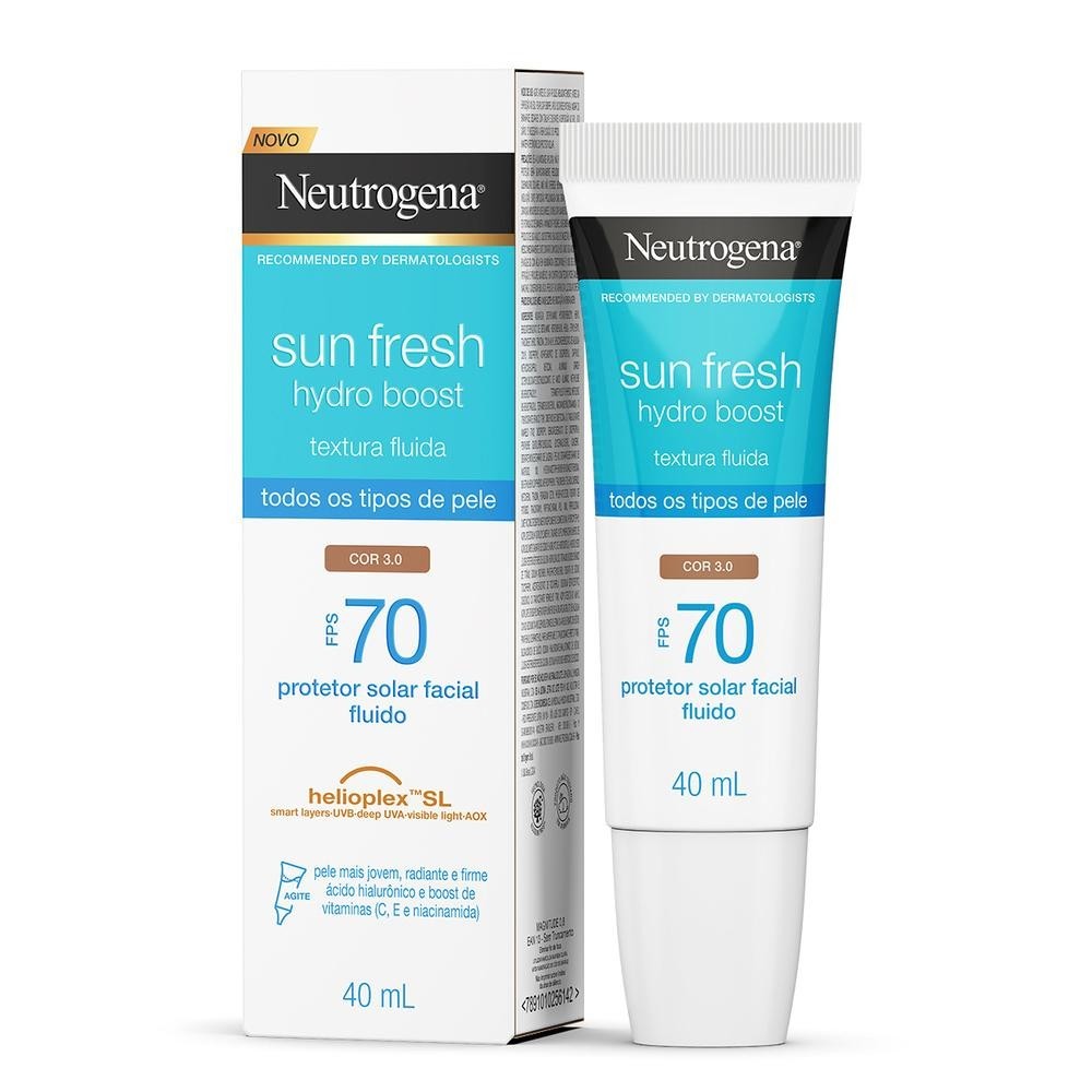Protetor Solar Neutrogena Sun Fresh Hydro Boost Cor 3.0 FPS70 40ml - Beauty