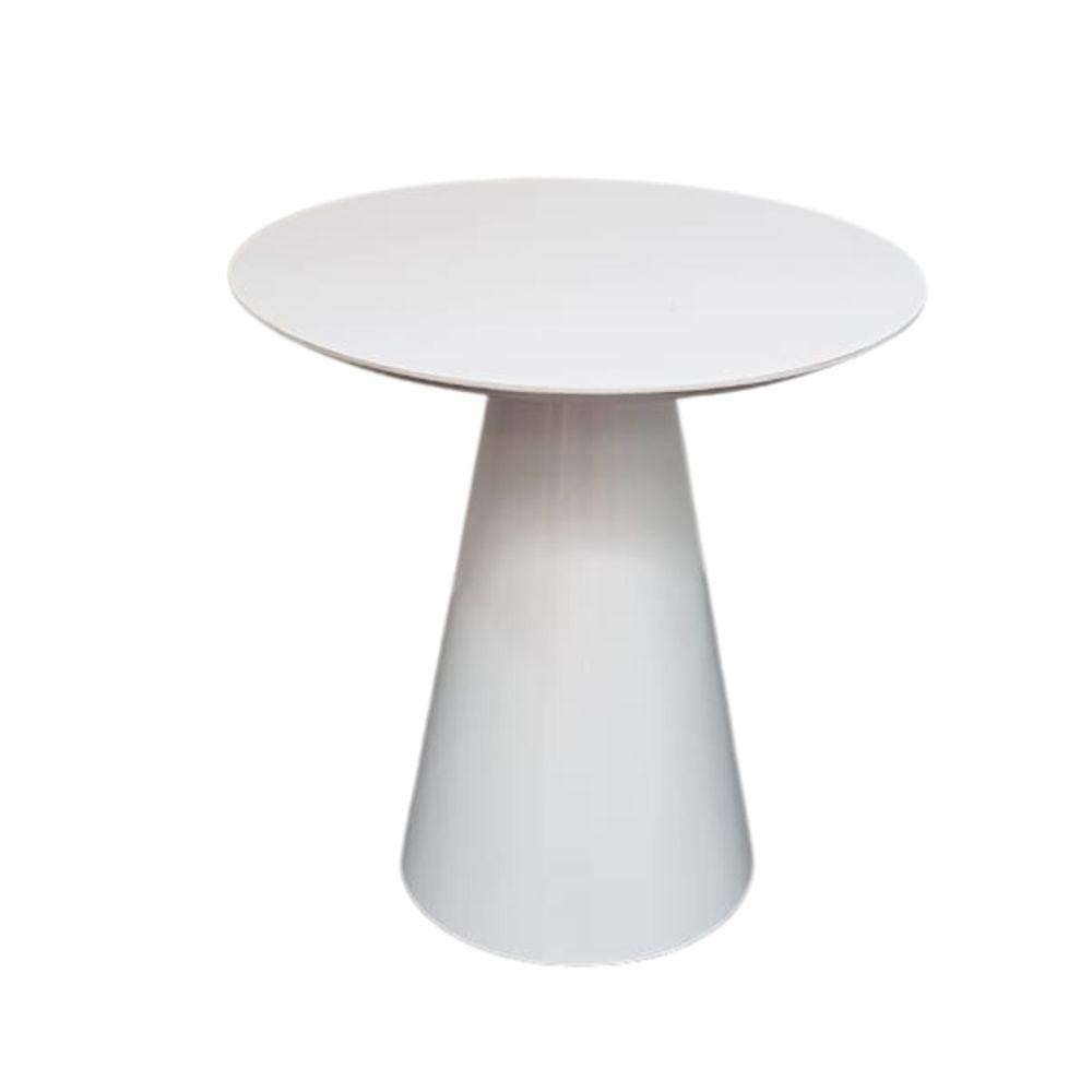 Mesa Lateral Cone Redonda 51 Cm Laqueada Branco