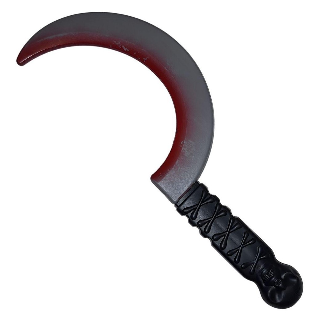 Foice de Plástico Realista com Cabo de Caveira Acessório de Mão para Fantasia de Terror em Oferta na Shopee