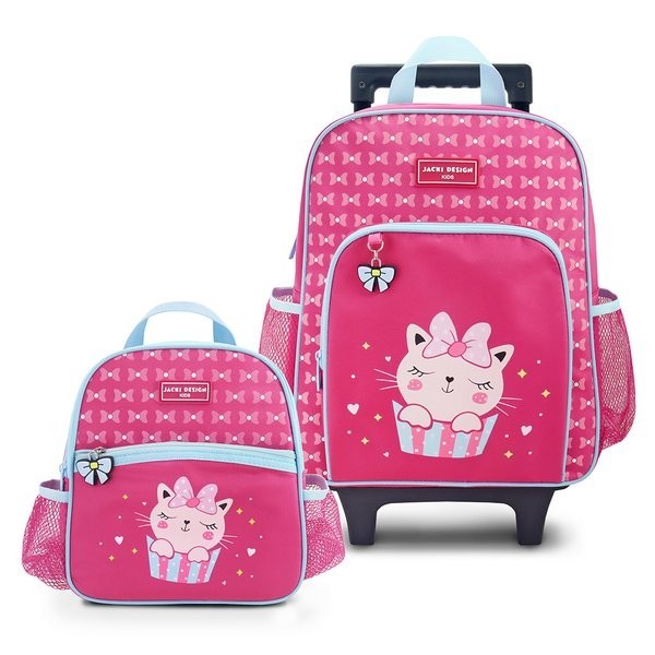 Conjunto de Mochila com Rodinhas e Lancheira Térmica Infantil 4750ml - Jacki Design | Brinde Incluso em Oferta na Shopee