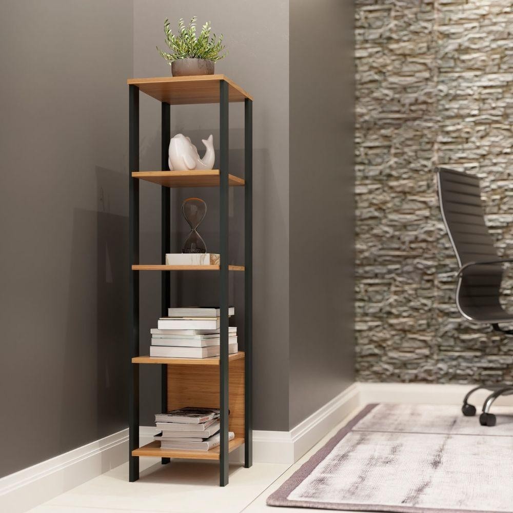 Estante 5 Prateleiras Industrial 33x44x135 cm F28 Dalla Costa Freijó/Preto - Home & Living