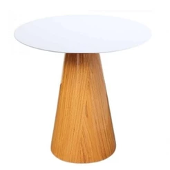 Mesa Lateral Cone Base Laminada Em Madeira E Tampo 51 Cm - Laqueado Cor Branco