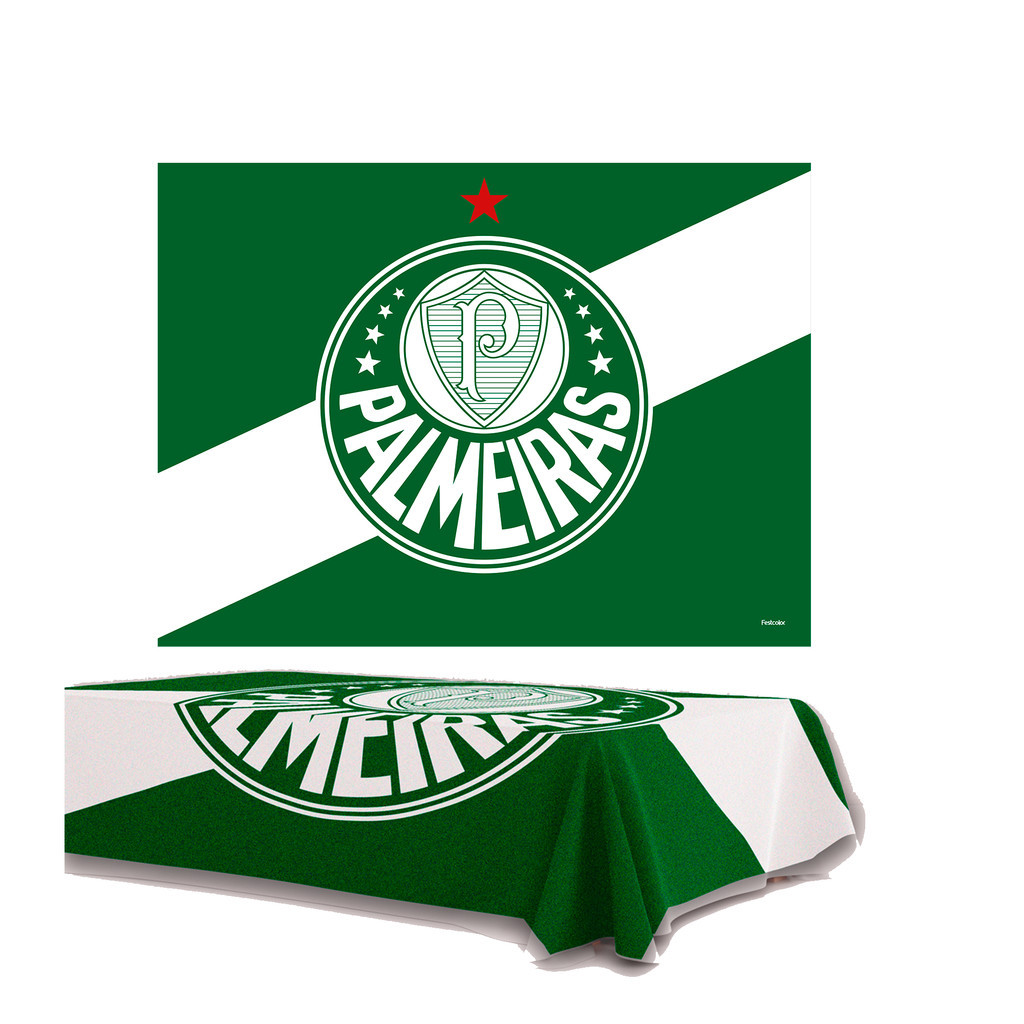 Kit festa Palmeiras Decoração Aniversário Toalha TNT + Painel TNT