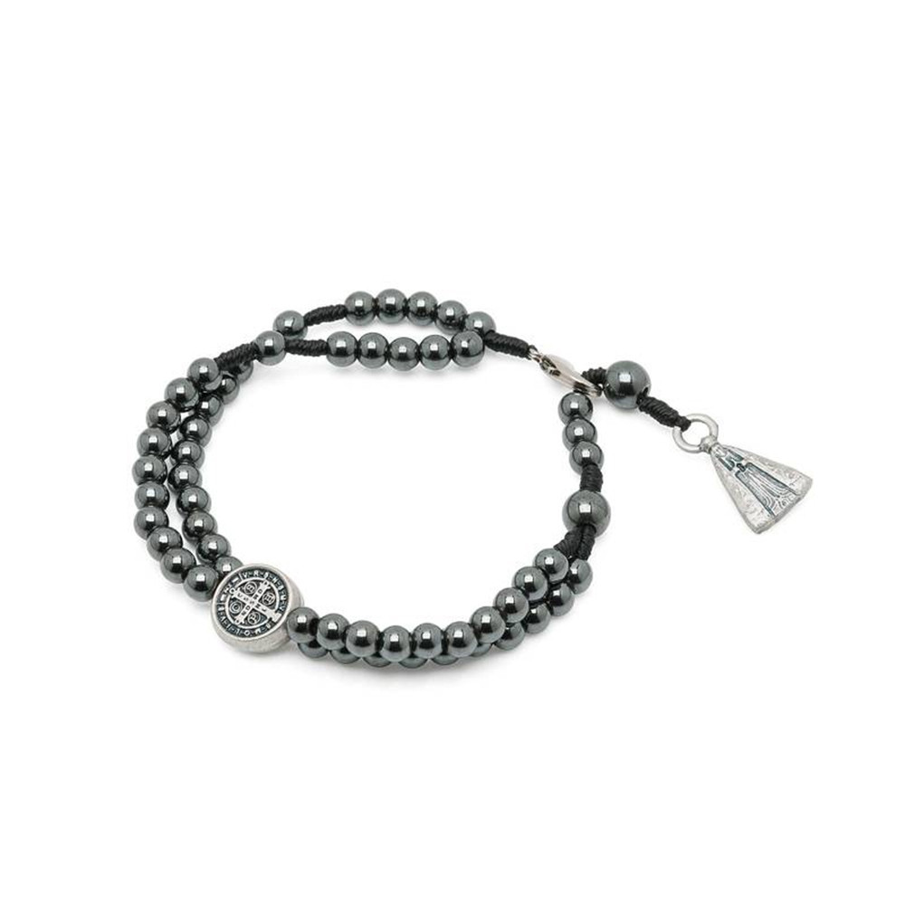 Terço Pulseira Hematita Nossa Senhora Aparecida AR0039