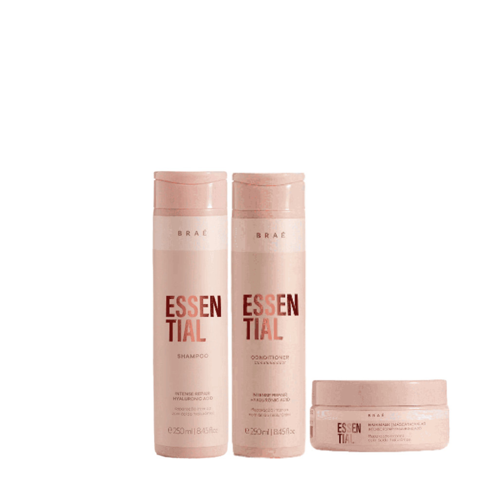 Kit Shampoo e Condicionador 250ml Essential e Máscara 200 - Braé
