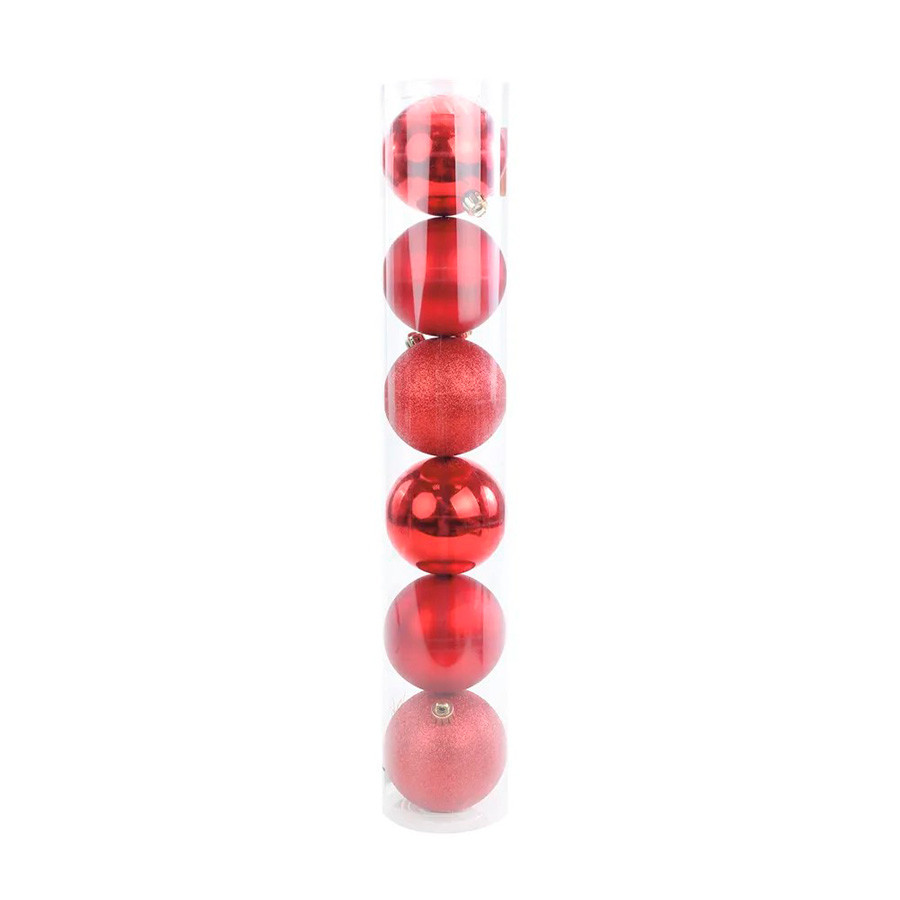 Bola de Natal em Tubo - Vermelho - 8cm - 6 unidades - Cromus - Rizzo