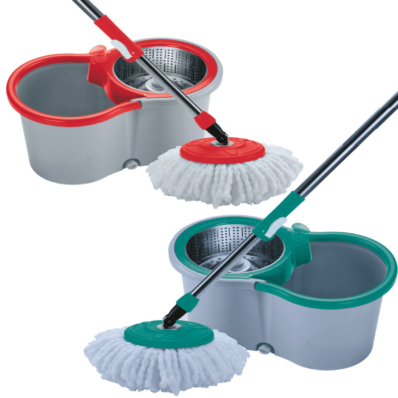 Mop Esfregão Giratório Inox Balde e Refil de Microfibra Cesto de Alumínio 8 Litros Sete Estrela