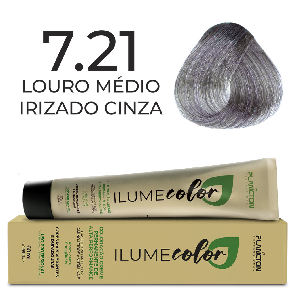 ILUME COLOR PLANCTON COLORAÇÃO- 7.21 LOURO MÉDIO IRISADO CINZA - 60ml em Oferta na Shopee