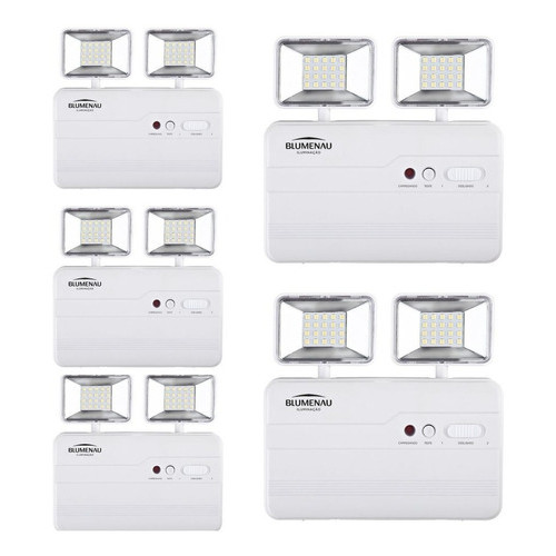 Kit 5 Luminária de Emergência LED Blumenau Iluminação 2 Faróis Quadrados 1200 Lúmens Bivolt em Oferta na Shopee