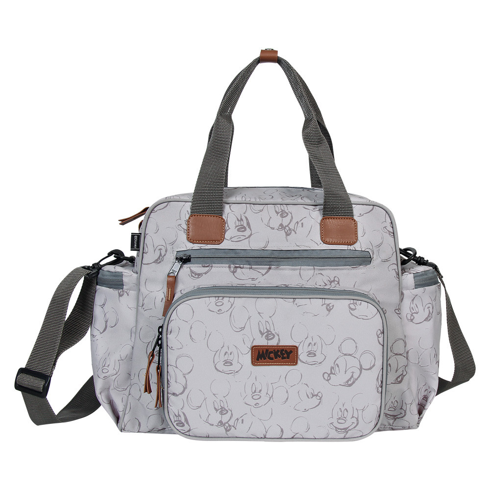 Sacola Maternidade Premium Decorada Mickey Cinza com Trocador Babygo