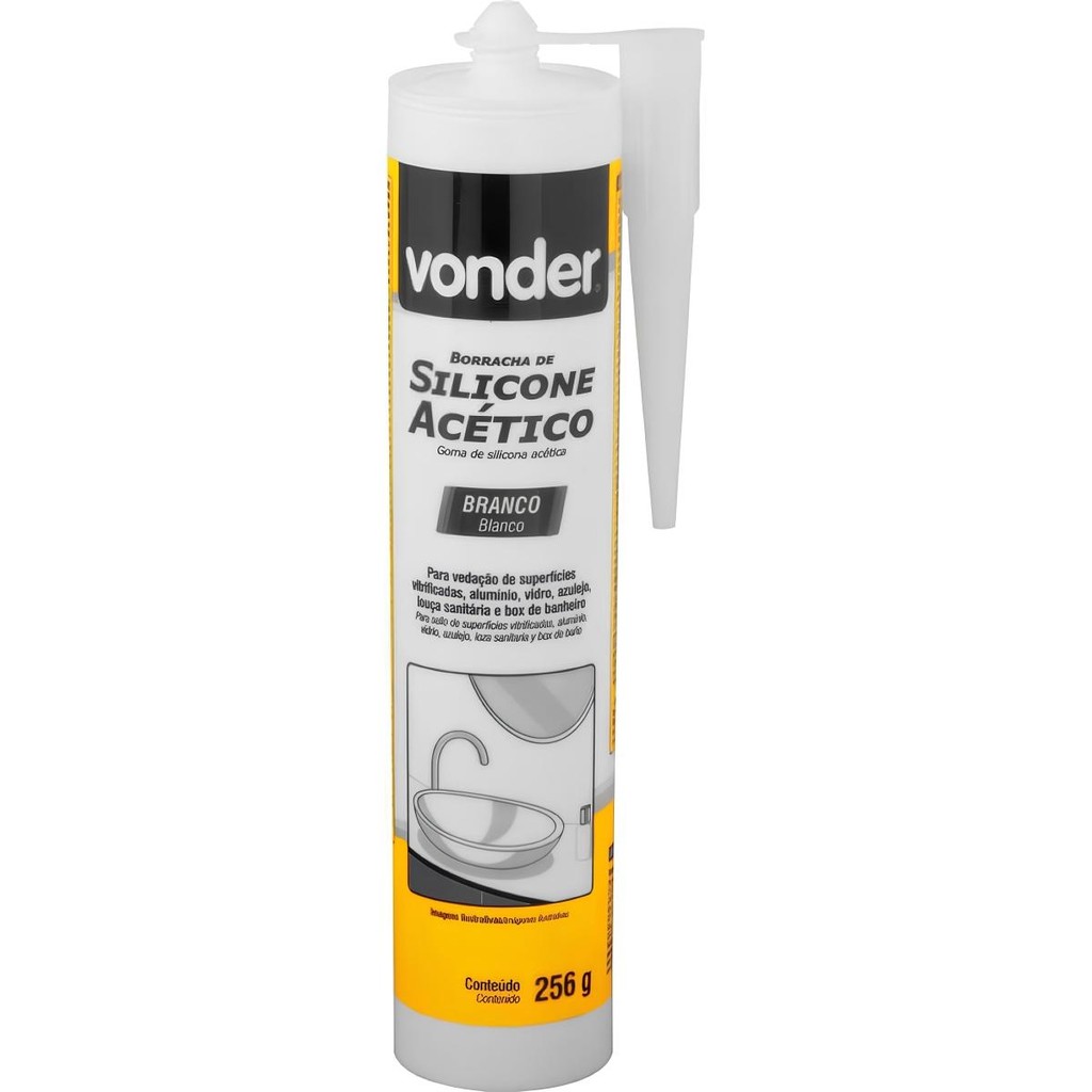 Borracha Silicone Branco 256G Acético Vonder em Oferta na Shopee