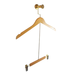 1 Cabide Madeira Duplo Extensor Dourado Luxo Adulto