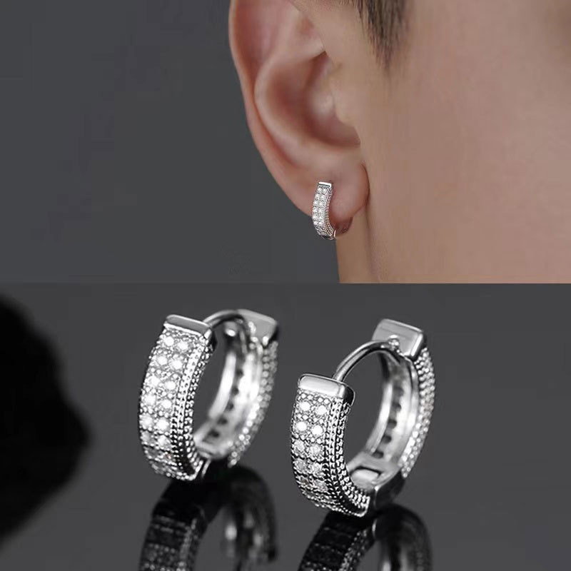 Brincos Europeus Americanos Full Diamond Earrings 2023 Novo Estilo Masculinos Trendy Cor De Ouro Femininos Single