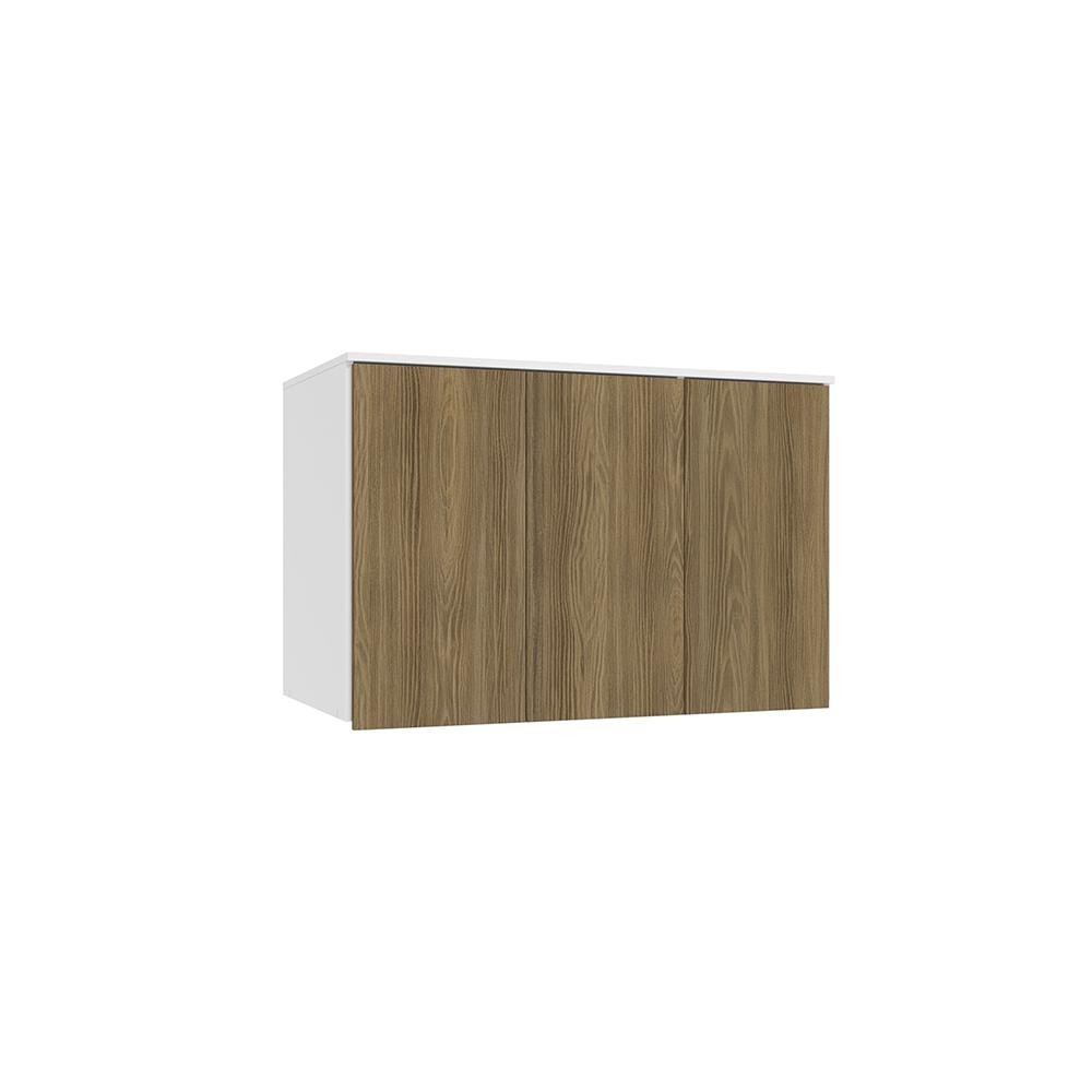 Armário Aéreo 3 Portas Kappesberg Adapt Branco/Nogueira em Oferta na Shopee