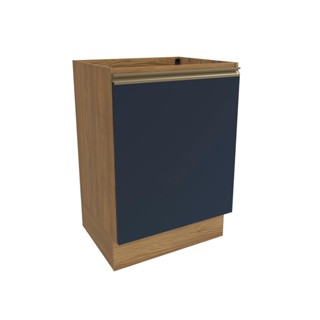 Balcão Celeste Kappesberg 100% MDF 1 Porta Nogueira/Azul 60cm em Oferta na Shopee
